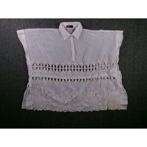 Filomena Fernandez Blouse Womens S/M White Eyelet Lace Pullover Top Embroidered